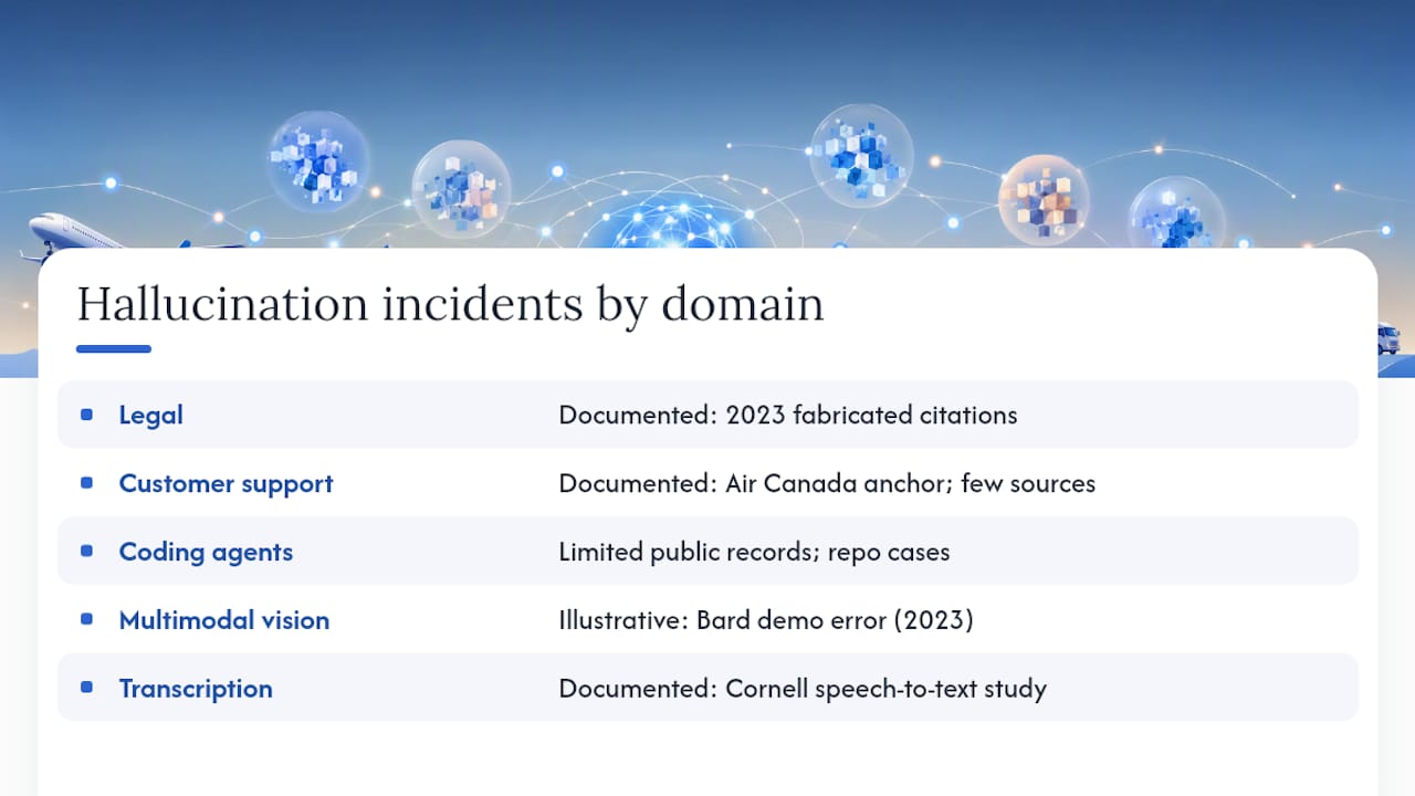Chart of AI hallucination incidents by domain