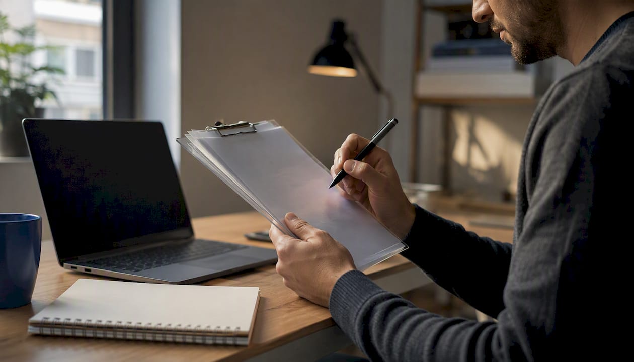 Hands marking AI failure documentation